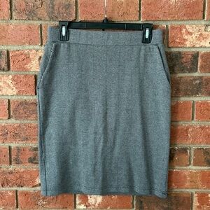 Lands’ End Gray Herringbone Cotton Stretch Pencil Skirt
